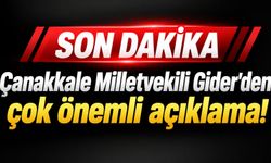 Çanakkale Milletvekili Gider'den çok önemli açıklama!