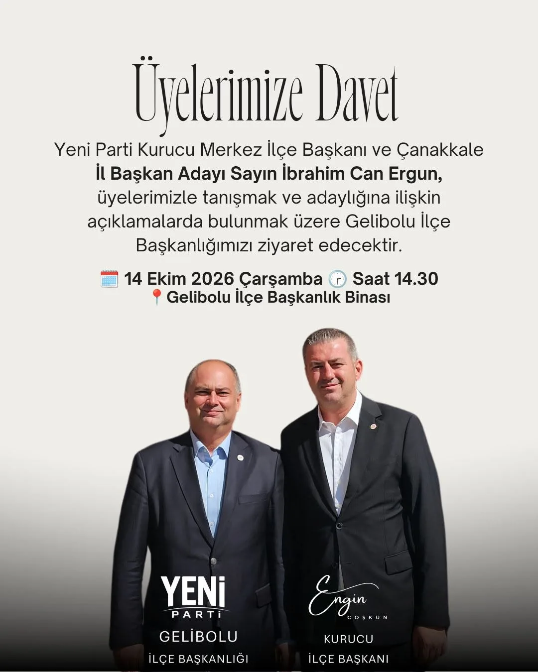 Ergun, Gelibolu’da Üyelerle Buluşacak
