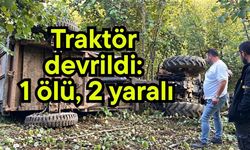 Traktör devrildi: 1 ölü, 2 yaralı