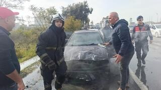 Bir hafta önce satın aldığı araç alev alev yandı 