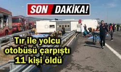 Tır ile yolcu otobüsü çarpıştı 11 kişi öldü (Video)