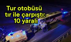 Tur otobüsü tır ile çarpıştı: 10 yaralı (Video)