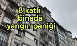 8 katlı binada yangın paniği (Video)